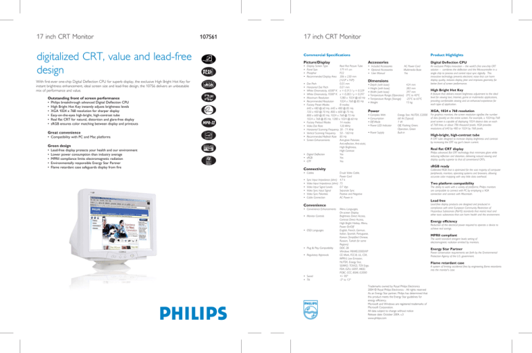Philips 107S61/00 Datasheet Philips 107S61/00 Datasheet