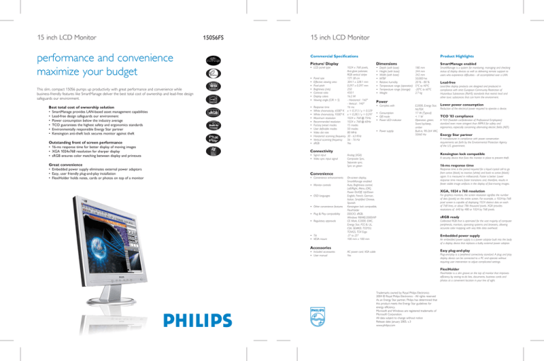 Philips 150S6FS, 150S6FS/05 Datasheet Philips 150S6FS, 150S6FS/05 Datasheet