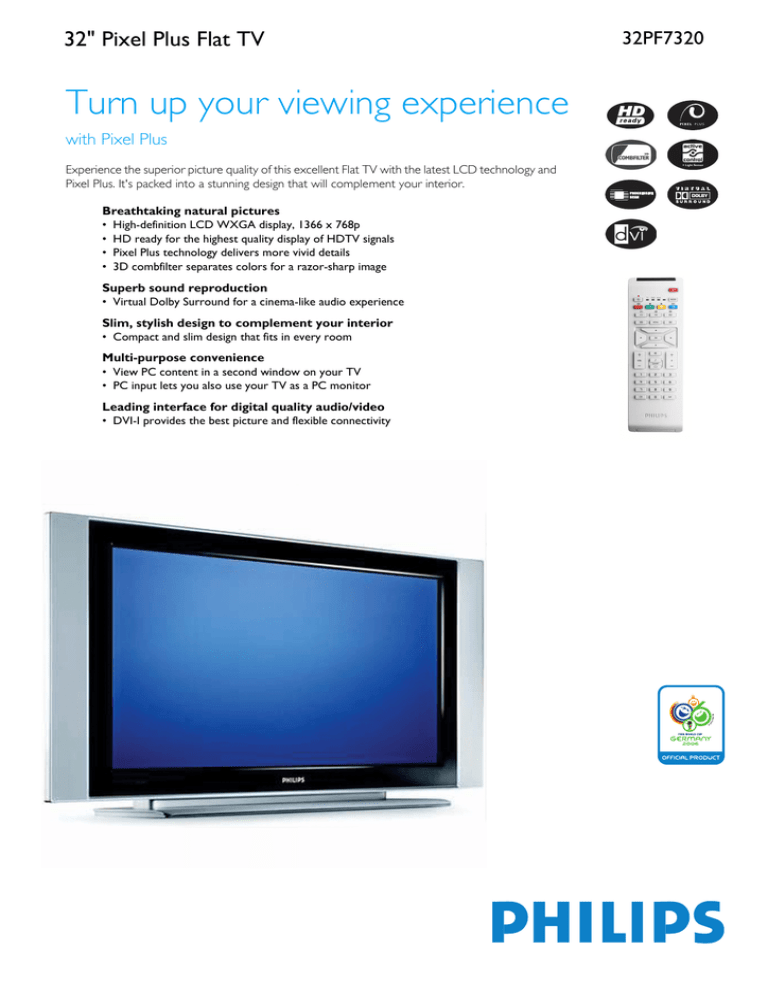 Philips 32PF7320 Datasheet Philips 32PF7320 Datasheet