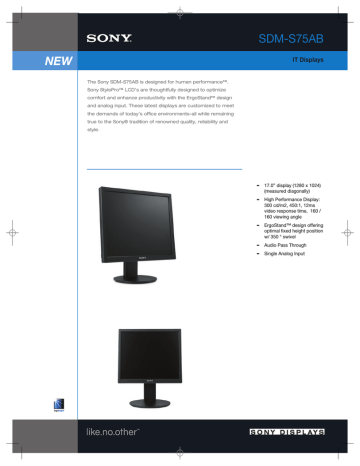 Sony SDM-S75AB, SDM-S75AB?KIT Datasheet Sony SDM-S75AB, SDM-S75AB?KIT Datasheet