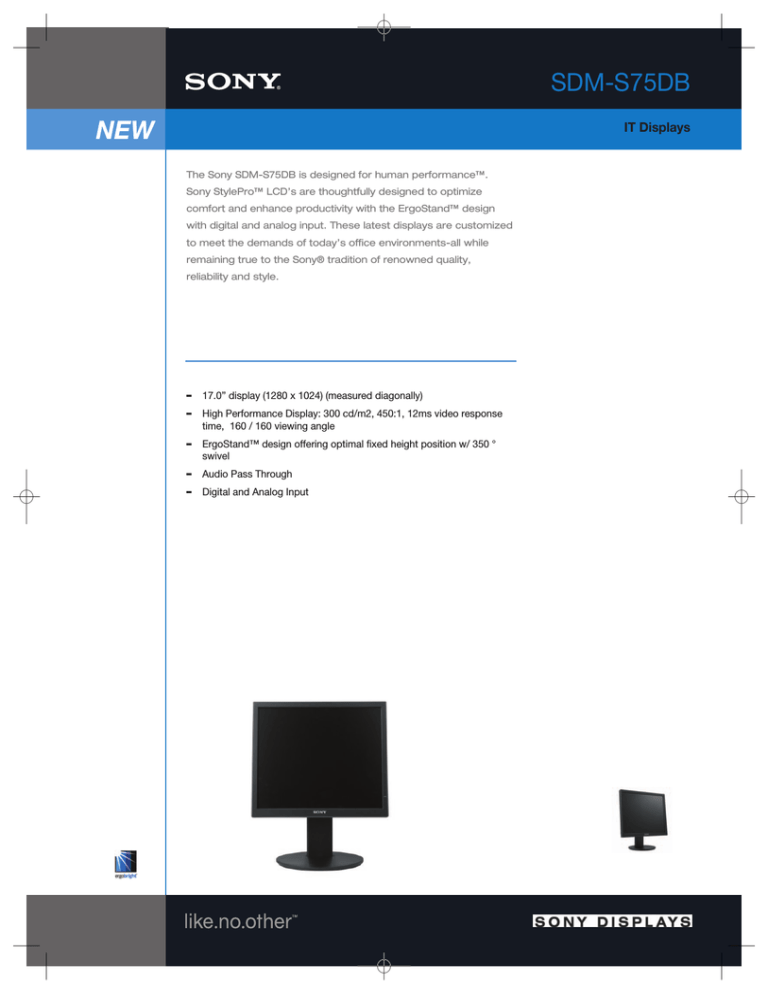 Sony SDM-S75DB Datasheet Sony SDM-S75DB Datasheet