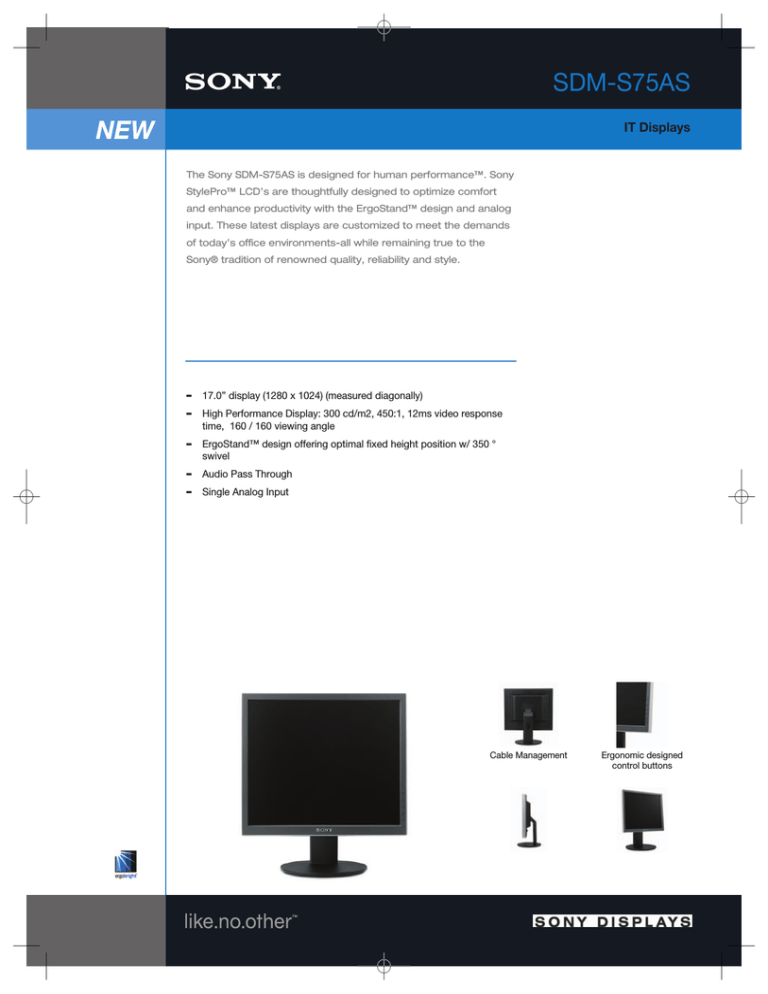 Sony SDM-S75AS Datasheet Sony SDM-S75AS Datasheet