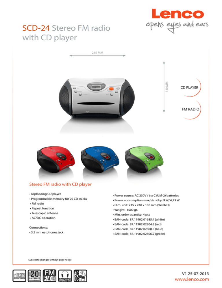 Lenco SCD-24 Datasheet Lenco SCD-24 Datasheet