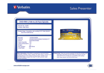 Verbatim DVD+RW Matt Silver Datasheet | Manualzz