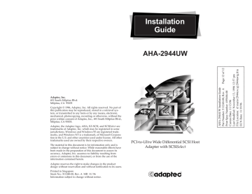 Adaptec AHA-2944UW Installation guide | Manualzz