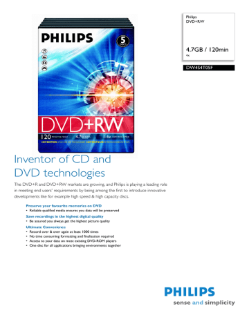 Philips DW4S4T5P Datasheet Philips DW4S4T5P Datasheet