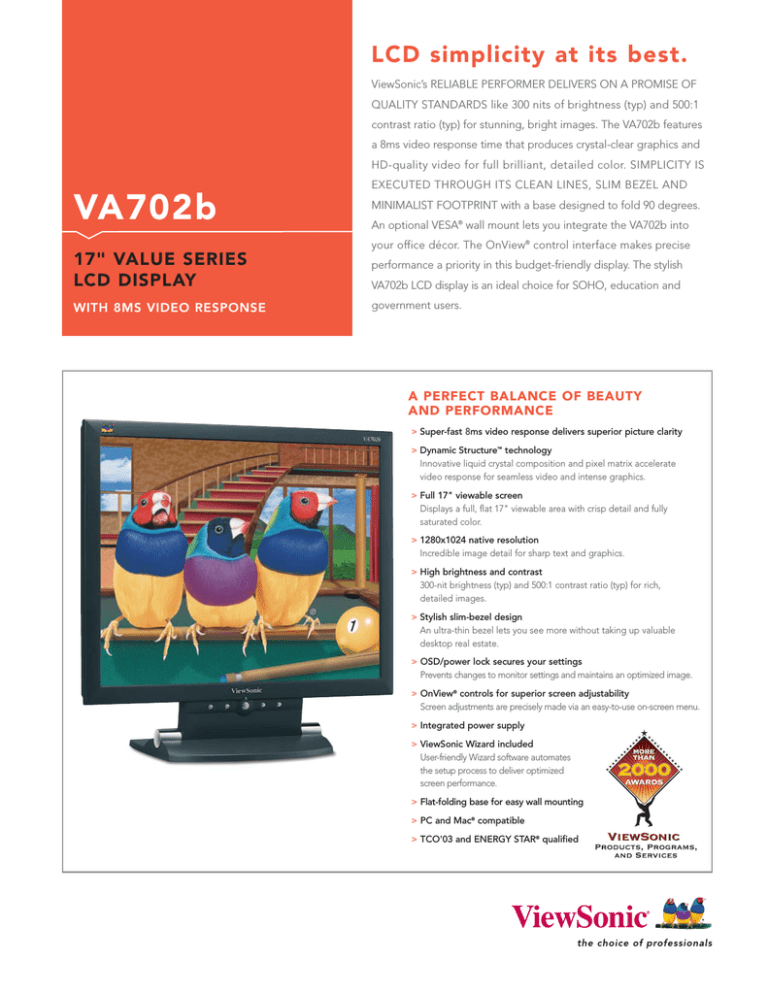 ViewSonic VS10781 Datasheet ViewSonic VS10781 Datasheet
