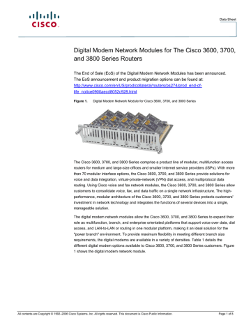 Cisco Digital Modem Datasheet | Manualzz
