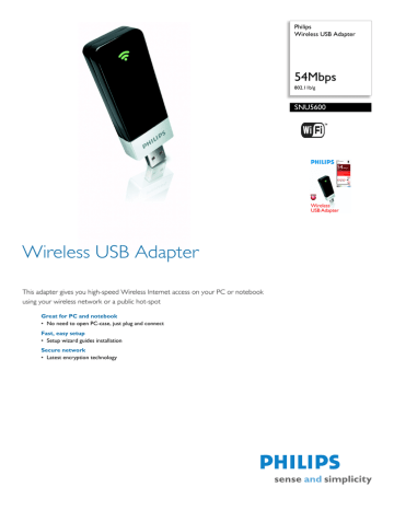 Philips Wireless USB Adapter Datasheet | Manualzz