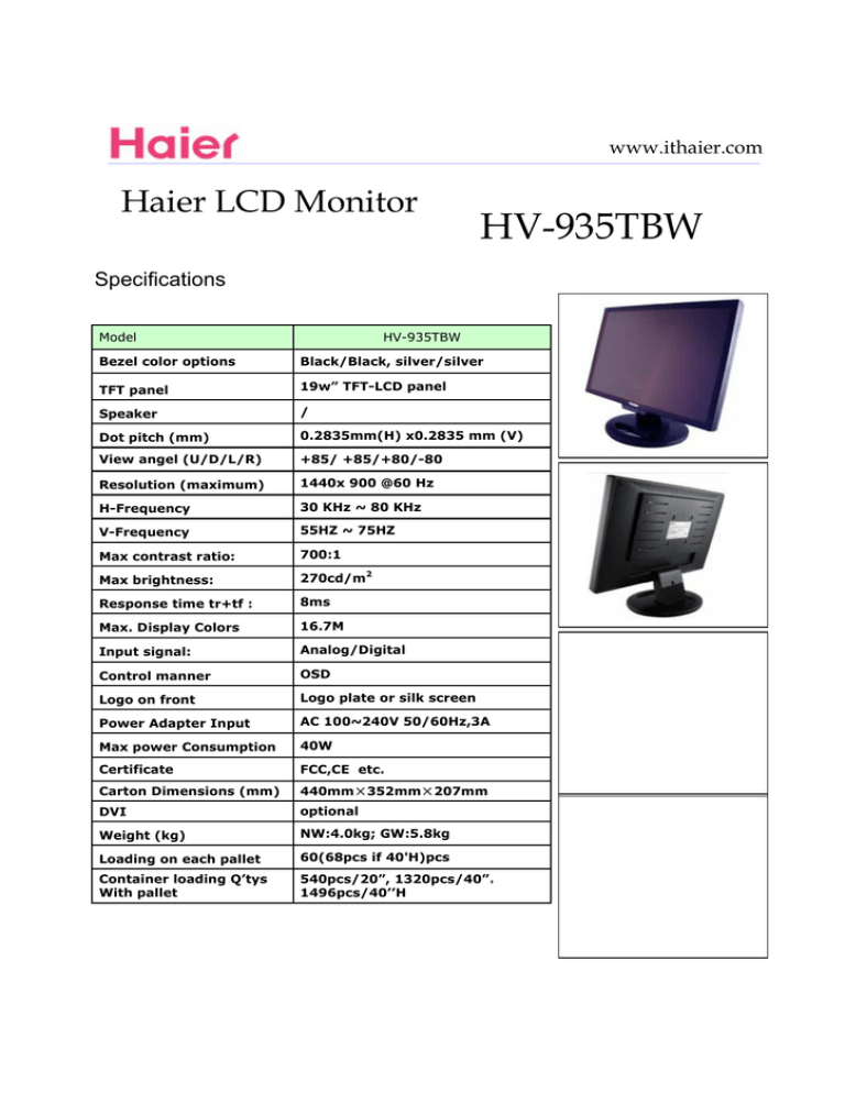 Haier JC0680E0100 Datasheet Haier JC0680E0100 Datasheet