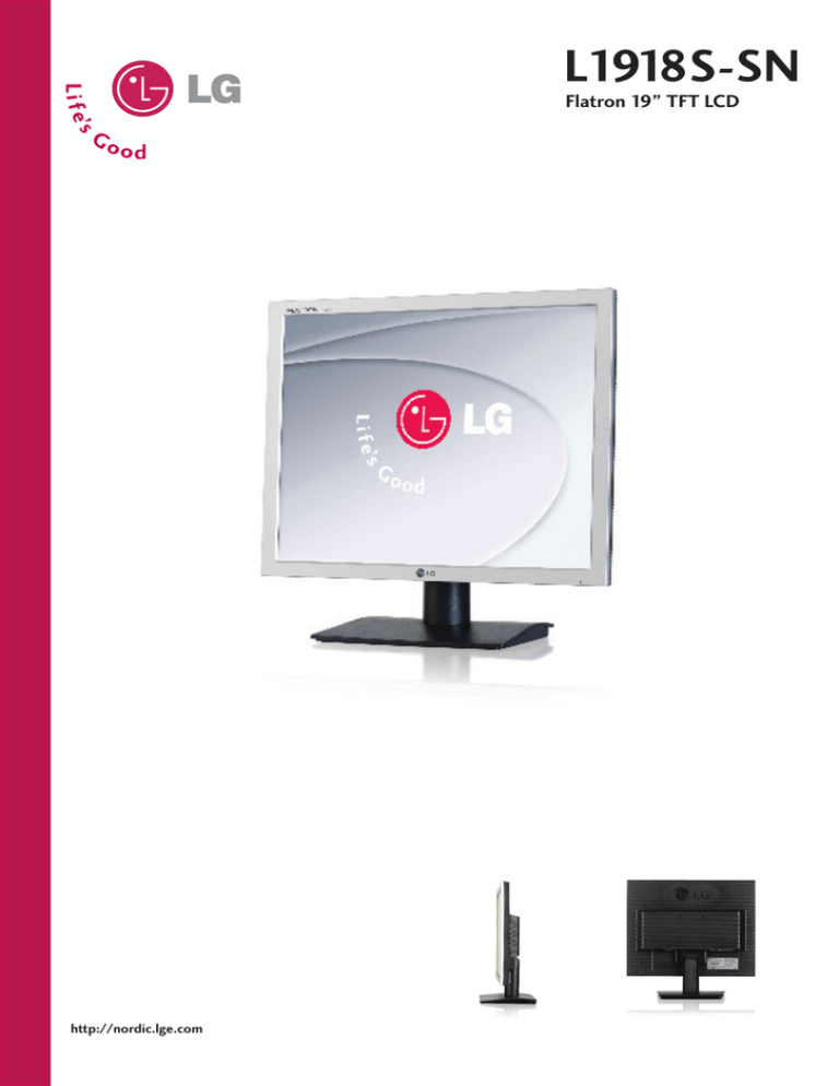 LG L1918S-SN, L1918S, 1918S-SN Datasheet LG L1918S-SN, L1918S, 1918S-SN Datasheet