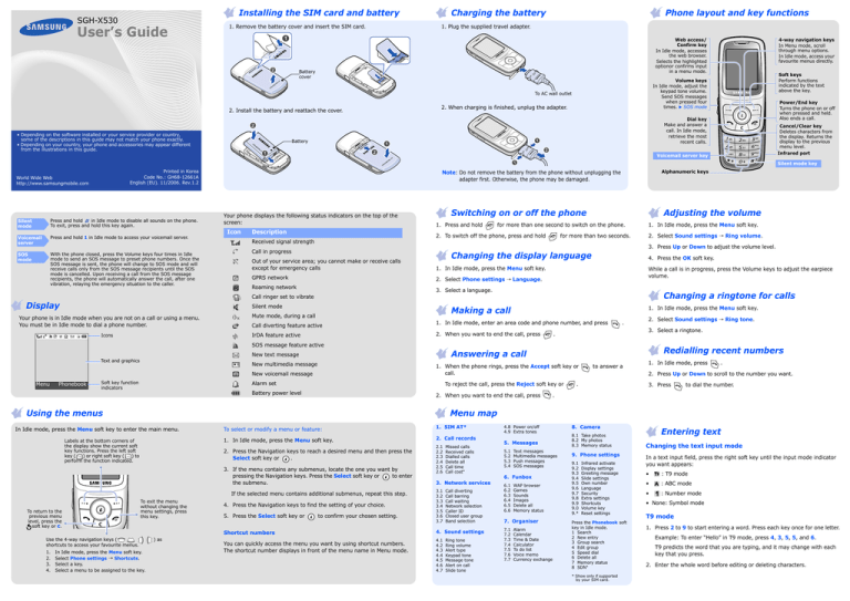 Samsung 3003230, SGH-X530, SGH-X530S User manual Samsung 3003230, SGH-X530, SGH-X530S User manual