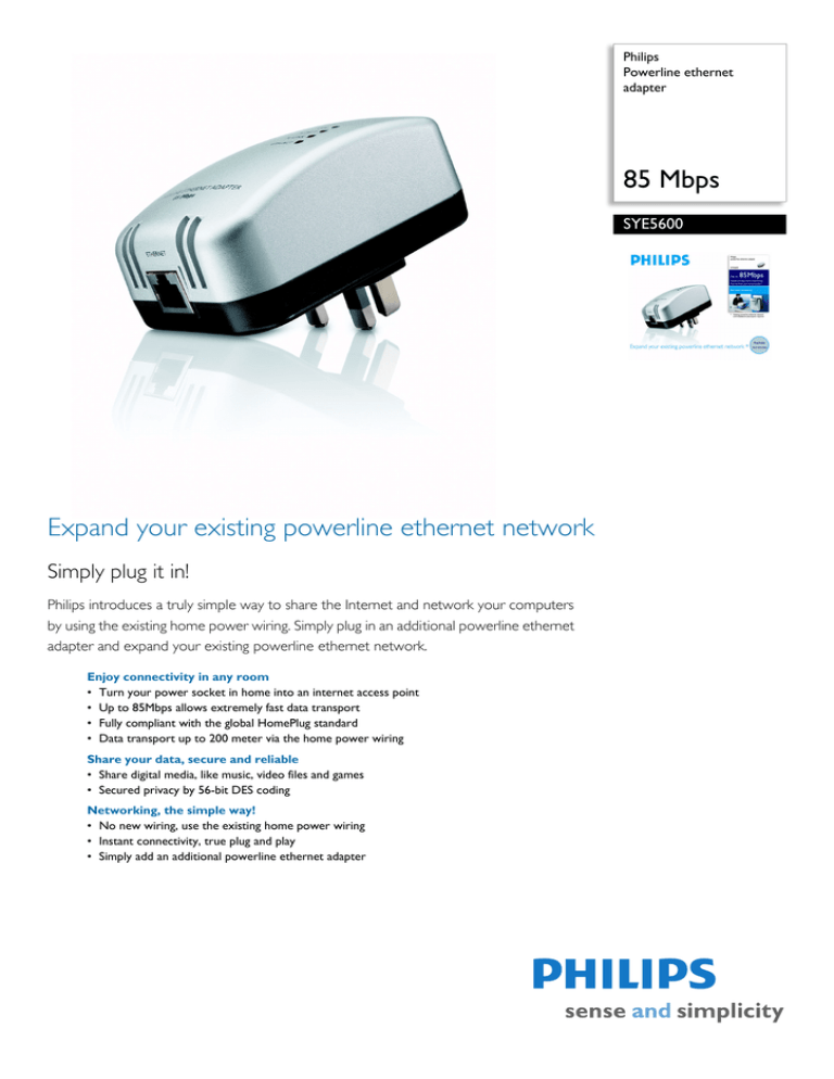 Philips SYE5600/05 Datasheet Philips SYE5600/05 Datasheet