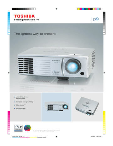 Toshiba DLP Data Projector TDP-P9 Datasheet | Manualzz Toshiba DLP Data Projector TDP-P9 Datasheet | Manualzz