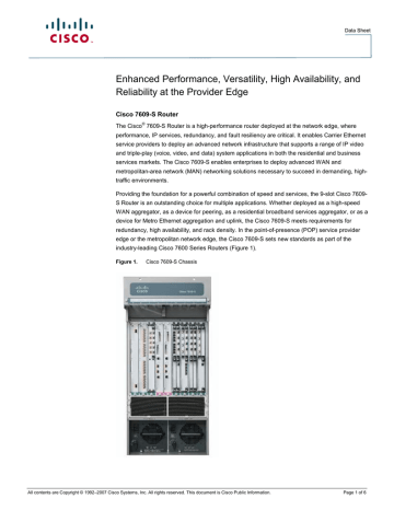 Cisco Spare 7609/CISC7609-S Enhanced Service-Provider Chassis Datasheet | Manualzz Cisco Spare 7609/CISC7609-S Enhanced Service-Provider Chassis Datasheet | Manualzz