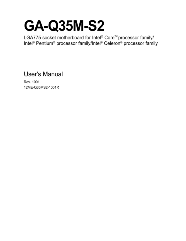 Gigabyte GA-Q35M-S2 Datasheet Gigabyte GA-Q35M-S2 Datasheet