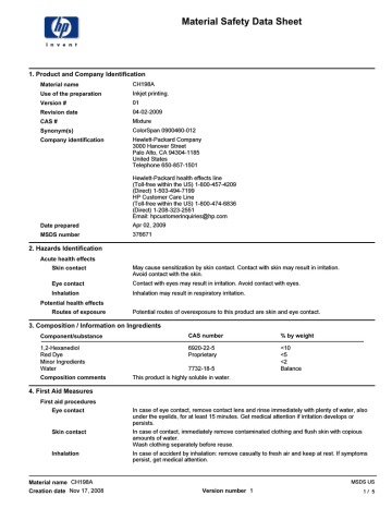 HP CH198A Datasheet HP CH198A Datasheet