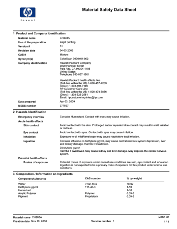 HP CH203A Datasheet HP CH203A Datasheet