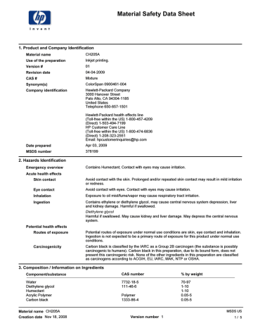 HP CH205A Datasheet HP CH205A Datasheet
