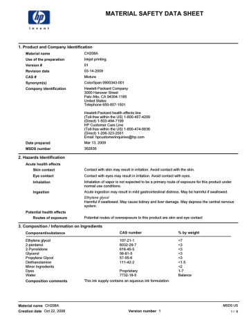 HP CH208A Datasheet HP CH208A Datasheet