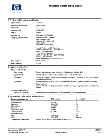 HP CH211A Datasheet HP CH211A Datasheet