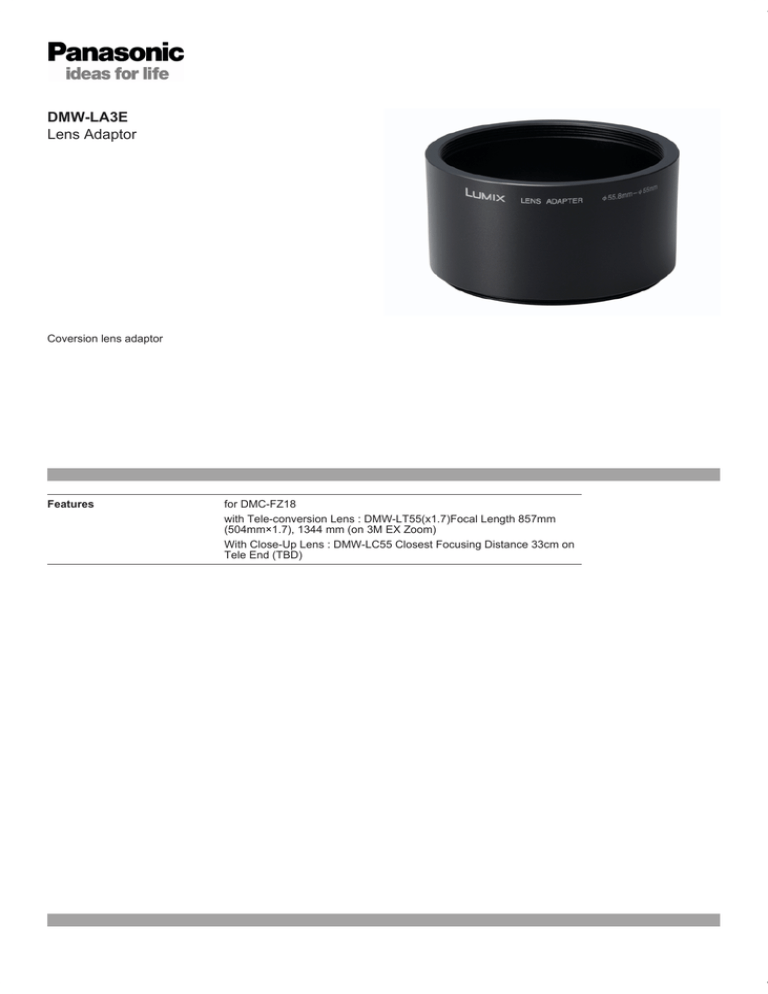 Panasonic DMW-LA3E Datasheet Panasonic DMW-LA3E Datasheet