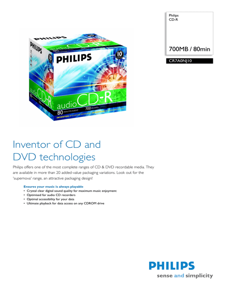 Philips CR7A0NJ10P Datasheet Philips CR7A0NJ10P Datasheet