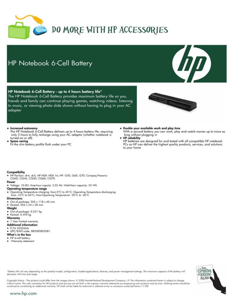 HP KS524AA Datasheet HP KS524AA Datasheet