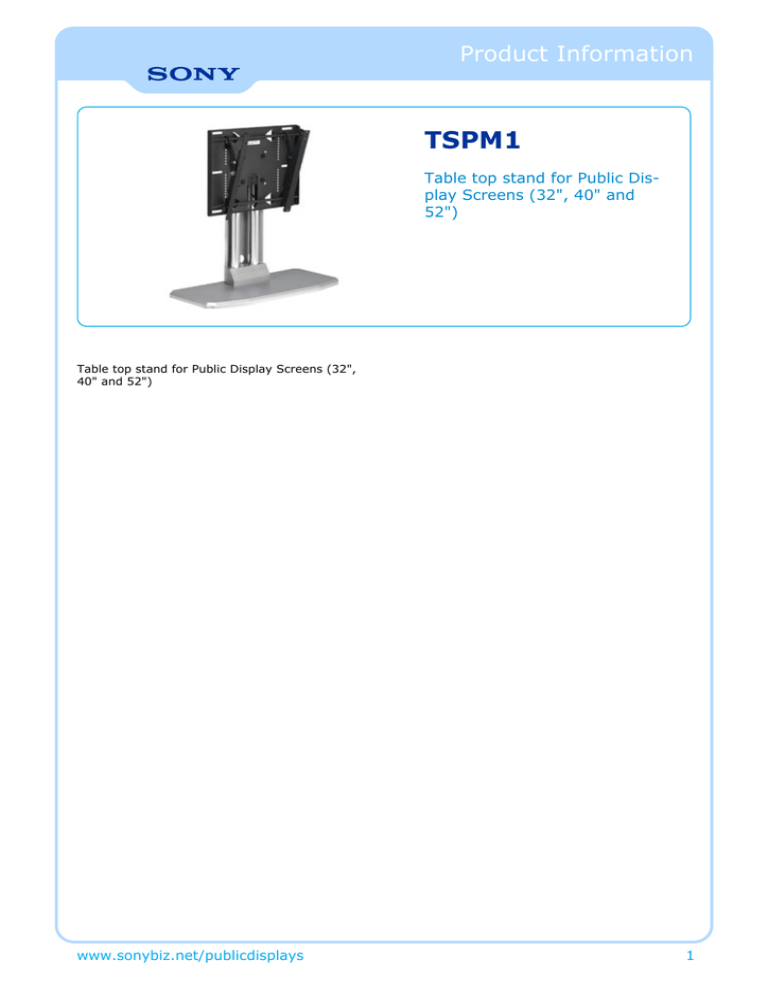 Sony TSPM1 Datasheet Sony TSPM1 Datasheet