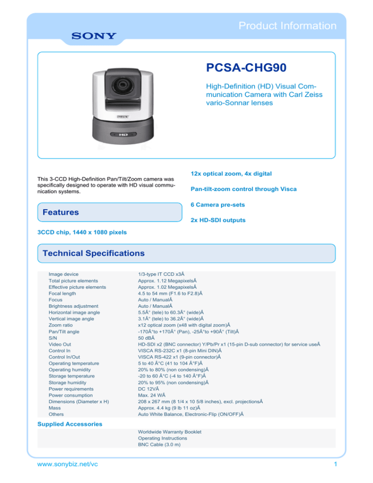 Sony PCSA-CHG90, PCSA - CHG90 Datasheet Sony PCSA-CHG90, PCSA - CHG90 Datasheet
