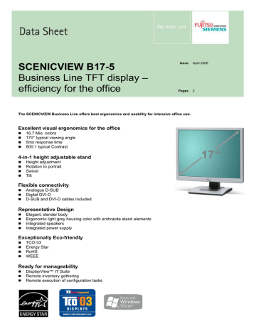 Fujitsu SCENICVIEW Series B17-5 Datasheet | Manualzz