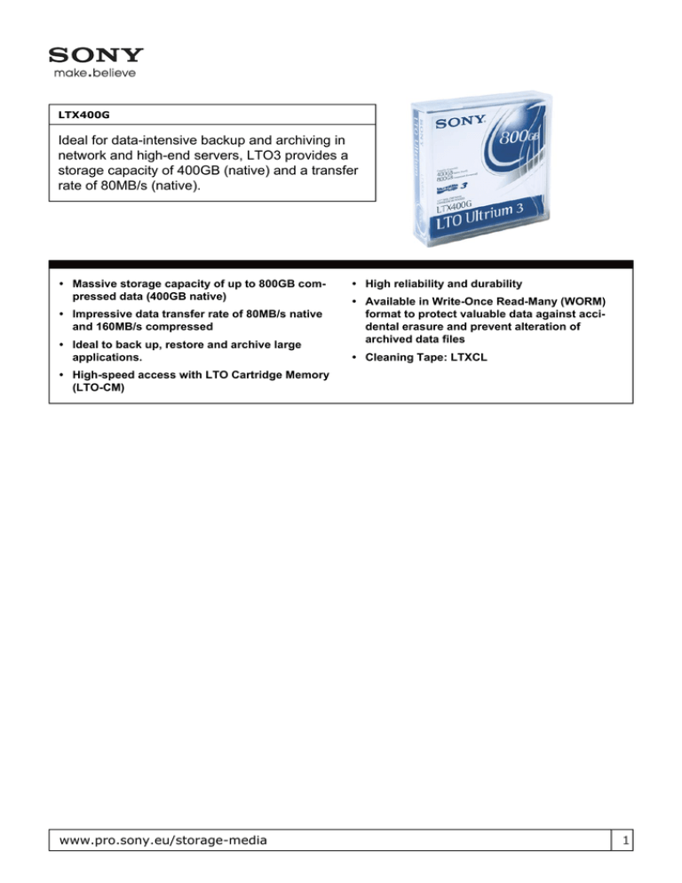 Sony LTX400GNS Datasheet Sony LTX400GNS Datasheet