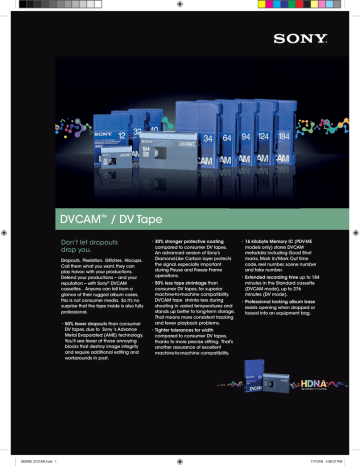 Sony PDV-64N DVCAM Tape Datasheet | Manualzz Sony PDV-64N DVCAM Tape Datasheet | Manualzz