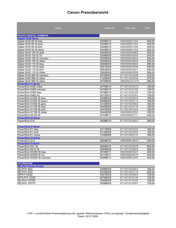Canon 3095B001, 2028A001, 2541B001, 3097B001, 3096B001, 3098B001 Datasheet Canon 3095B001, 2028A001, 2541B001, 3097B001, 3096B001, 3098B001 Datasheet