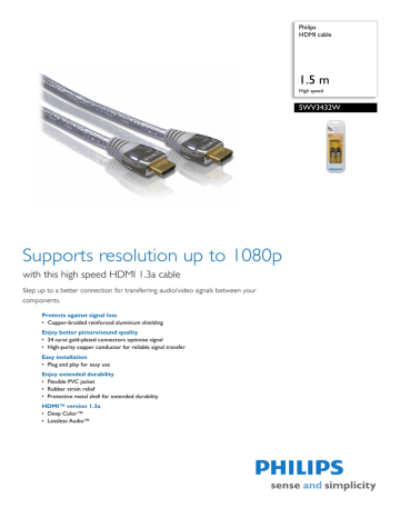 Philips SWV3432W/10 Datasheet Philips SWV3432W/10 Datasheet
