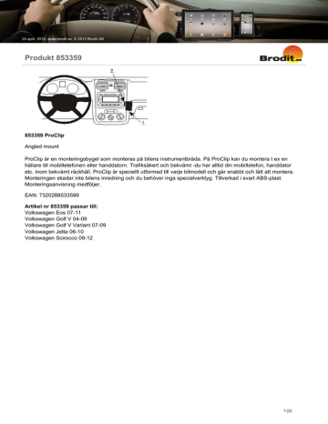 Brodit ProClip Datablad | Manualzz