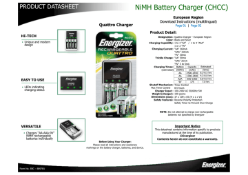 Energizer Quattro Datasheet Manualzz