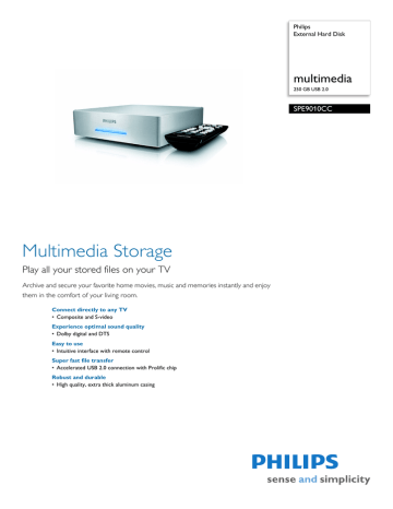 Philips SPE9010CC/10 Datasheet Philips SPE9010CC/10 Datasheet