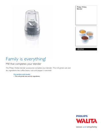 Philips Walita Blender HR2943 Datasheet | Manualzz Philips Walita Blender HR2943 Datasheet | Manualzz