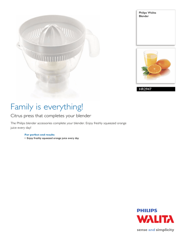 Philips HR2947/01 Datasheet Philips HR2947/01 Datasheet