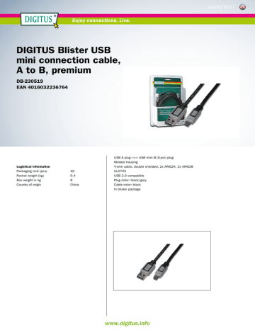 Digitus DB-230519 USB cable Datasheet | Manualzz
