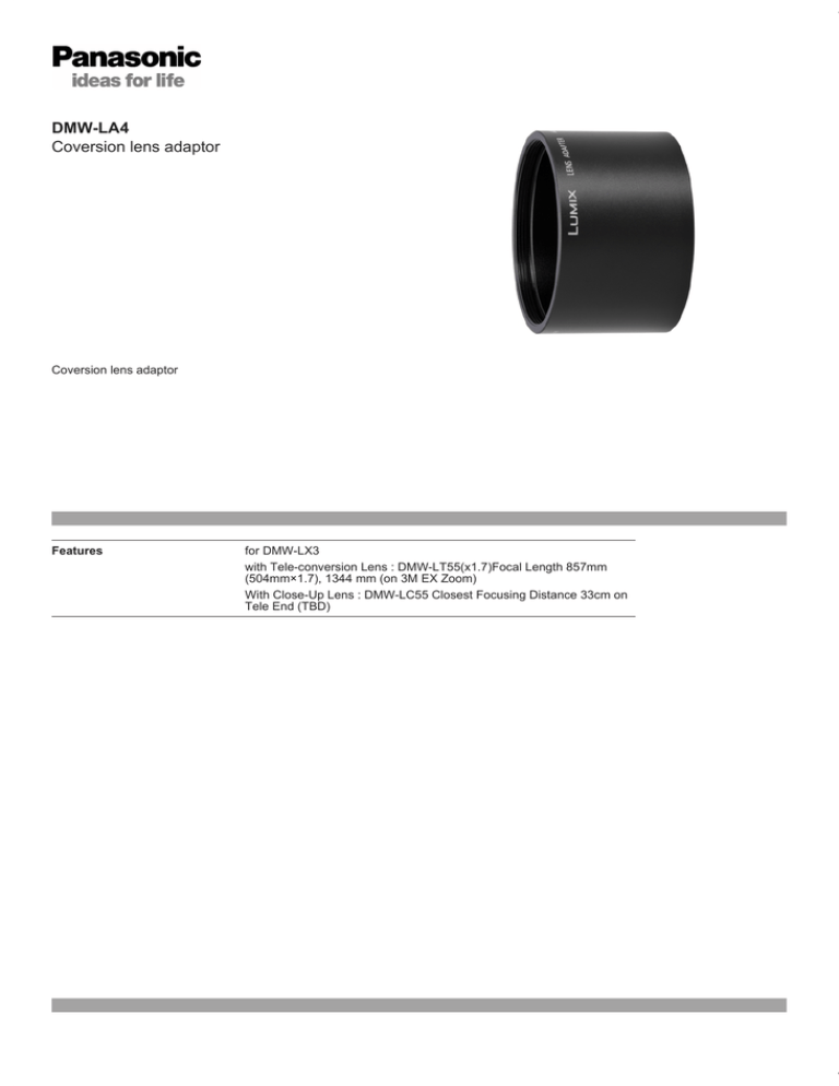 Panasonic DM-WLA4E Datasheet Panasonic DM-WLA4E Datasheet