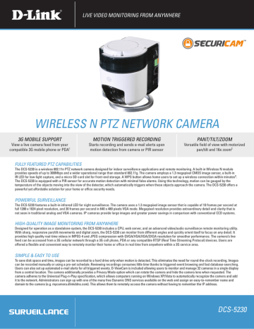 D-Link DCS-5230 surveillance camera Datasheet | Manualzz