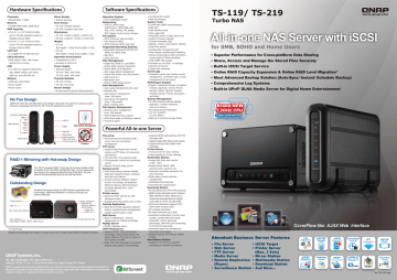 QNAP TS-119-EU-B, TS-119/500GB Datasheet QNAP TS-119-EU-B, TS-119/500GB Datasheet