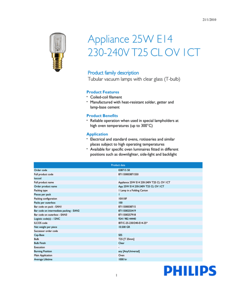 Philips 038715 50 Datasheet Philips 038715 50 Datasheet