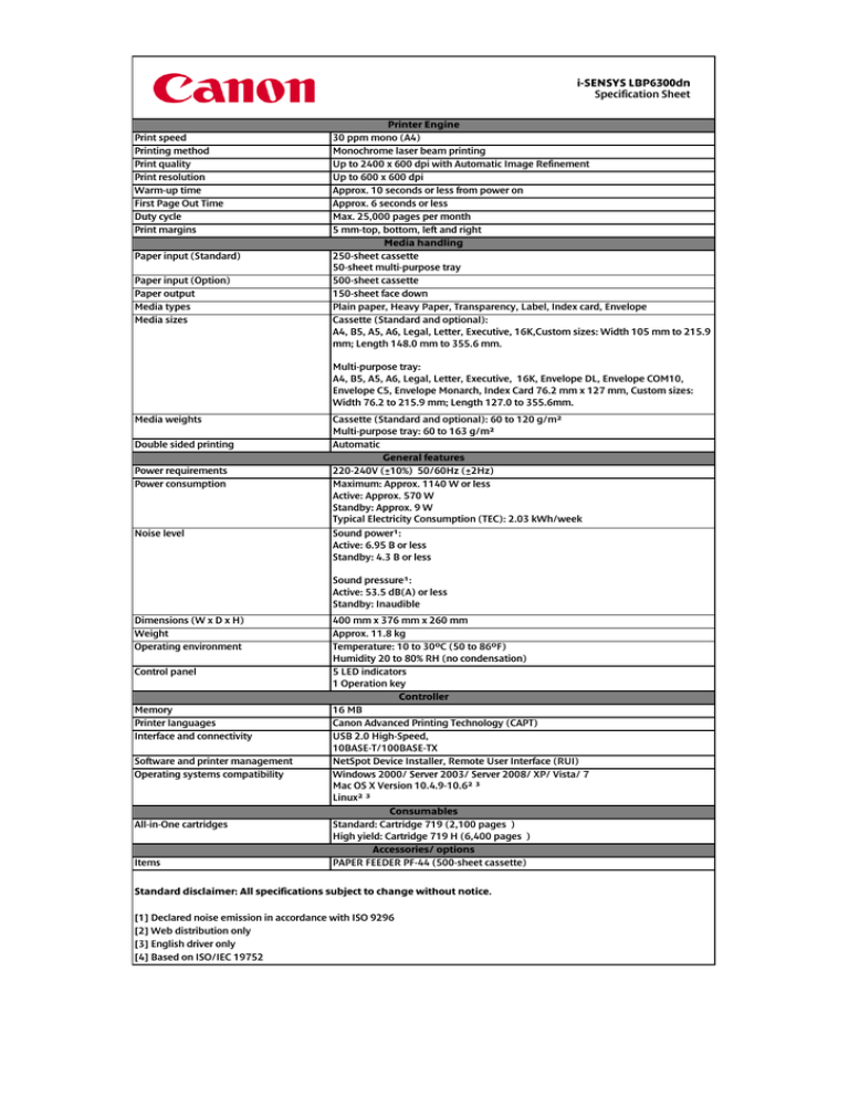 Canon 3550B007, 3550B005 Datasheet Canon 3550B007, 3550B005 Datasheet
