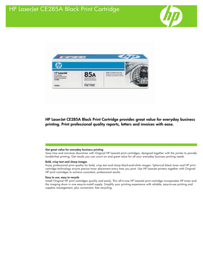 HP CE285A Datasheet HP CE285A Datasheet