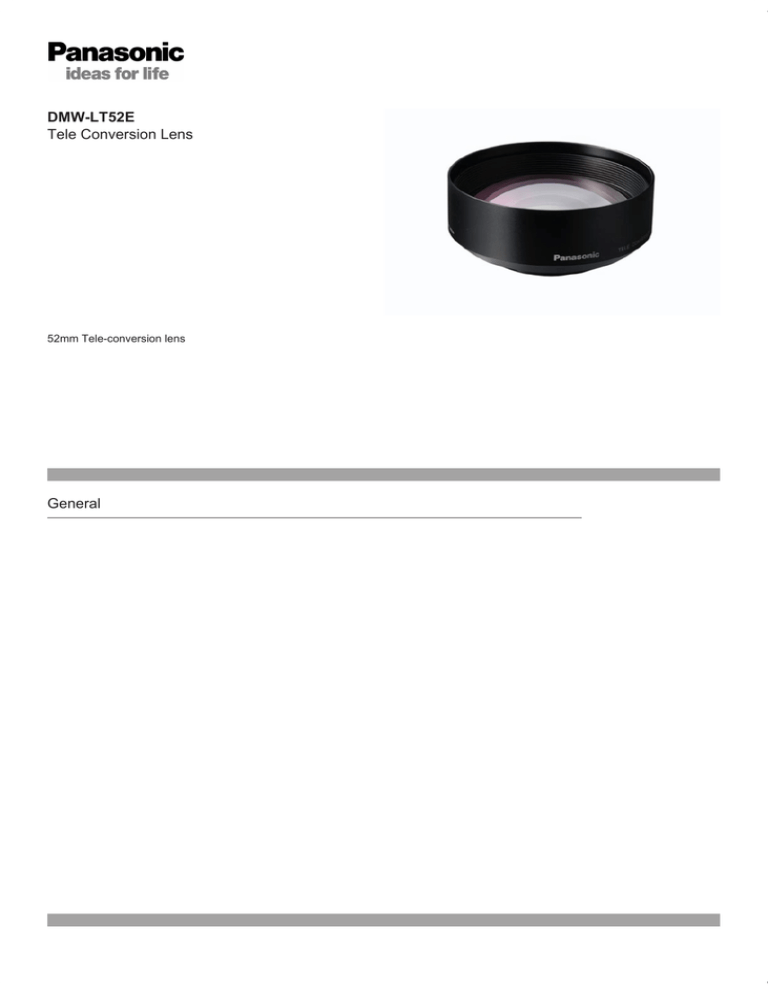 Panasonic DMW-LT52E Datasheet Panasonic DMW-LT52E Datasheet
