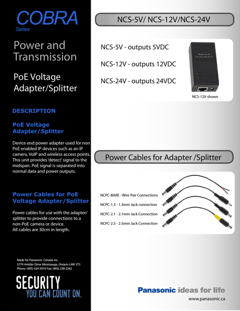 Panasonic NCPC-BARE, NCPC-2.5, NCPC-2.1 Datasheet Panasonic NCPC-BARE, NCPC-2.5, NCPC-2.1 Datasheet