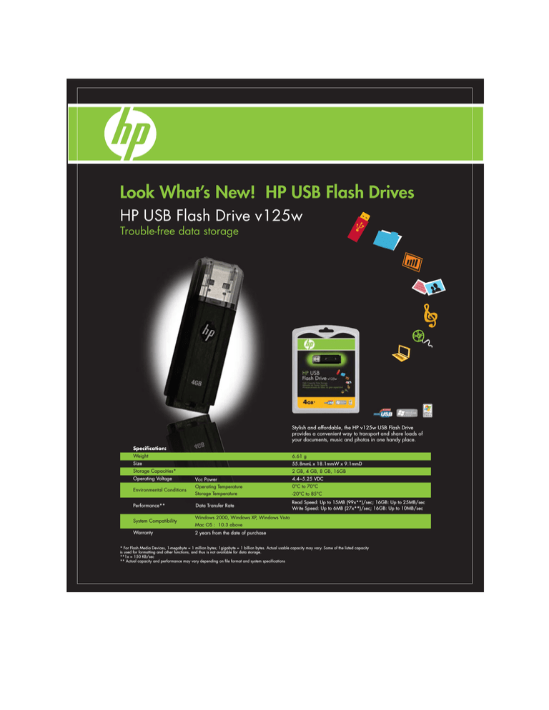 HP P-FD4GBHP125-EF, FD8GBHPV125W-EF, P-FD8GBHP125-EF, FD16GBHPV125W-EF, P-FD8GB-HPV125W-BX, P-FD4GB-HPV125W-BX, FD4GBHPV125W-EF, P-FD16GB-HPV125W-BX Datasheet HP P-FD4GBHP125-EF, FD8GBHPV125W-EF, P-FD8GBHP125-EF, FD16GBHPV125W-EF, P-FD8GB-HPV125W-BX, P-FD4GB-HPV125W-BX, FD4GBHPV125W-EF, P-FD16GB-HPV125W-BX Datasheet